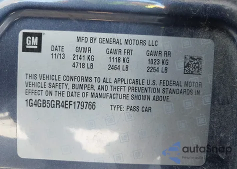 2014 Buick Lacrosse Leather Group from USA, damaged, VIN 1G4GB5GR4EF179766